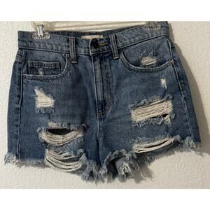 Altar'd State Women's Jean‎ Shorts Distressed High Waist Size Small